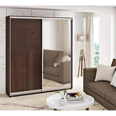 Sliding wardrobe 1.7 m "chipboard" painted high gloss two-door with mirror